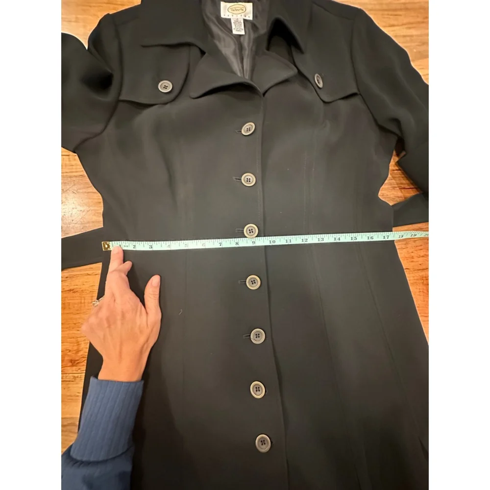 Talbots Black Petite Trench Coat Women's 12 Petite - Picture 10 of 11